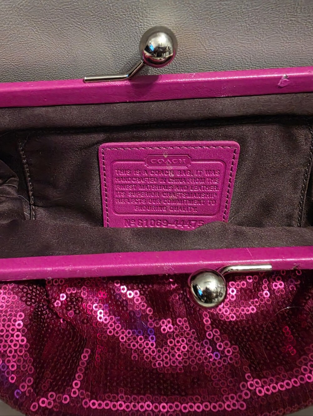 Coach Pink Sequin Wristlet Clutch - Picture 3 of 7